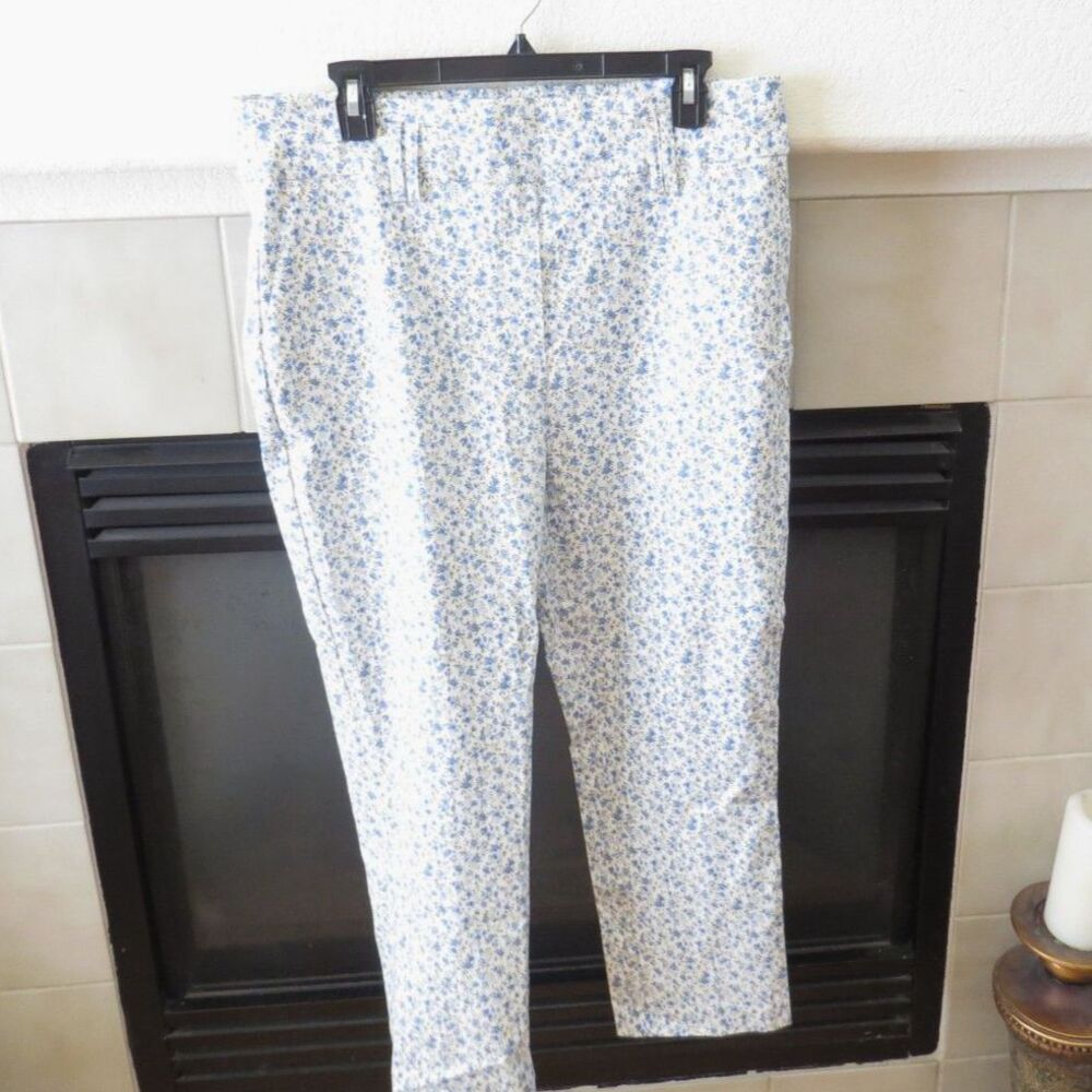 Jules & Leopold Women's Ditsy Floral Ankle/Crop Pants Blue/White XL NWOT